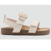 Mango Younger Girls Crochet Flower Sandals - Light Cream