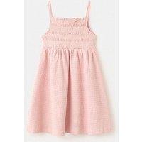 Mango Younger Girls Shirred Bodice Strappy Dress - Pink