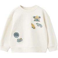 Mango Younger Boys Paradise Awaits Back Print Sweatshirt - Light Cream