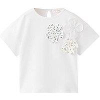 Mango Younger Girls 3D Flowers T-Shirt - White