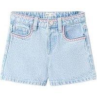Mango Younger Girls Whip Stitch Denim Shorts - Blue