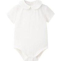 Mango Unisex Baby Short Sleeve Collared Bodysuit - Light Cream