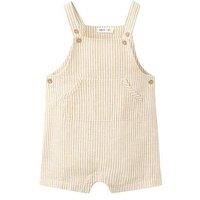Mango Unisex Baby Stripe Linen Mix Shorty Dungarees - Yellow
