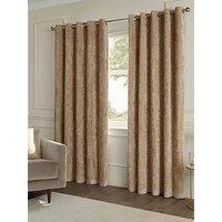 Paoletti Lustre Velvet Eyelet Curtains Champagne