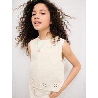 Mango Girls Denim Cut Out Co-Ord Blouse - Cream