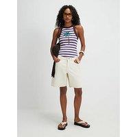 River Island Stripe Palm Embroidered Tank Top - Brown