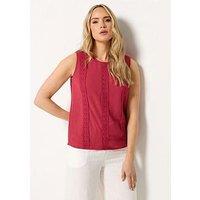 Long Tall Sally Lace Detail Crinkle Vest - Red