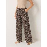 Long Tall Sally Palm Wide Leg Trousers 34" - Brown