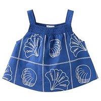 Mango Girls Embroidered Shells Co-Ord Blouse - Bright Blue