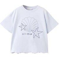 Mango Girls Starfish Short Sleeve T-Shirt - Light Blue