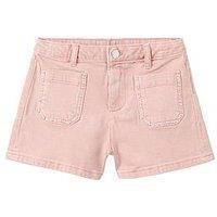 Mango Girls Rhinestone Pocket Denim Shorts - Pink