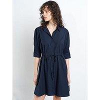 French Connection Cotton Collared Elasticated Tie Waist Mini Shirt Dress