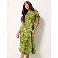 Pixiegirl Petite Ditsy Sweetheart Neck Midaxi Dress