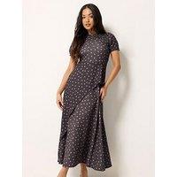 Pixiegirl Petite Polka Dot Crinkle Maxi Dress - Brown