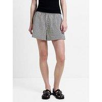 French Connection Cotton Striped Crinkle Mini Shorts