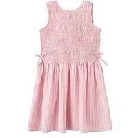 Mango Girls Shirred Bodice Stripe Dress - Pink