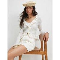 River Island Embroidered Denim Tailored Short - Beige