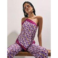 River Island Geometric Pineapple Asymmetric Top - Purple