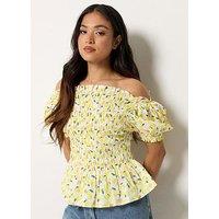 Pixiegirl Petite Shirred Top - Yellow