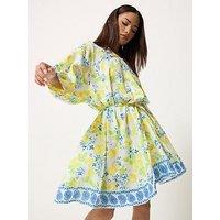 Pixiegirl Petite Tie Waist Shirt Dress - Yellow