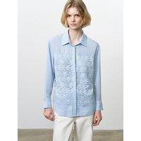 French Connection Mila Floral Lace Layered Collared Shirt - Blue