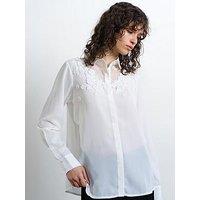French Connection Mila 3D Floral Long Sleeve Shirt - White