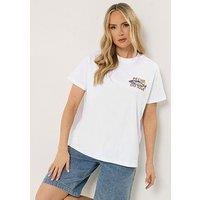 Long Tall Sally Sardine Print Oversized T-Shirt - White