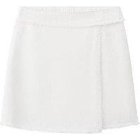 Mango Girls Wrap Over Denim Skirt - White