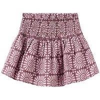Mango Girls Printed Shirred Skirt - Purple