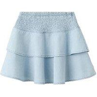 Mango Girls Tiered Denim Skirt - Blue