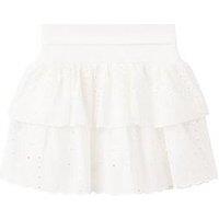 Mango Girls Broderie Ruffle Skirt - White
