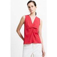 French Connection V-Neck Front Twist Sleeveless Top - Red