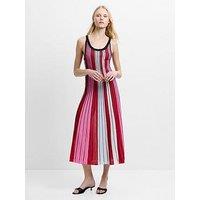 French Connection Vertical Stripe Scoop Neck A-Line Knitted Midi Dress