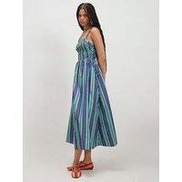 River Island Stripe Poplin Midi Dress - Green