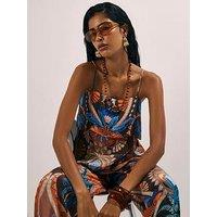 River Island Palm Print Tiered Co-Ord Cami Top - Brown