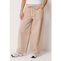 Pixiegirl Petite Tie Waist Wide Leg Jean - Pink