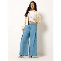 Pixiegirl Petite Pleat Palazzo Jean - Blue