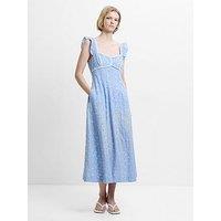 French Connection Tamara Broderie Midi Dress - Blue