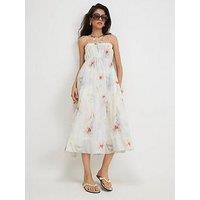 River Island Textured Blur Print Maxi - White