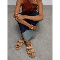 River Island Raffia Double Buckle Footbed - Beige