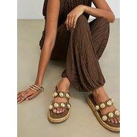 River Island Studded Flatform Sandal - Brown