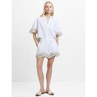 French Connection Alissa Embroidered Trim Shorts - White