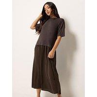 Pixiegirl Petite Drop Waist Maxi Dress - Brown