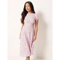 Pixiegirl Petite Drop Waist Midi Dress - Pink