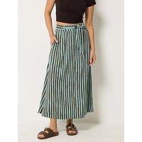 Pixiegirl Petite Stripe Belted Midaxi Skirt - Brown