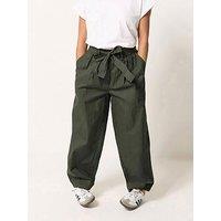 Pixiegirl Petite Self-Tie Belt Poplin Barrel Trousers - Green