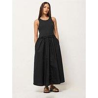 Pixiegirl Petite Sleeveless Mixed Ruffle Seam Dress - Black
