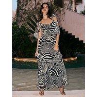 Friends Like These Chiffon Ruffle Cold Shoulder Maxi - Black
