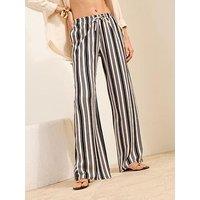Friends Like These Stripe Linen Crinkle Trouser - Black