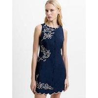 French Connection Calissa Floral Embroidered Mini Dress - Navy